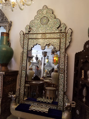 Extra large abalone shell & mother of pearl mirror