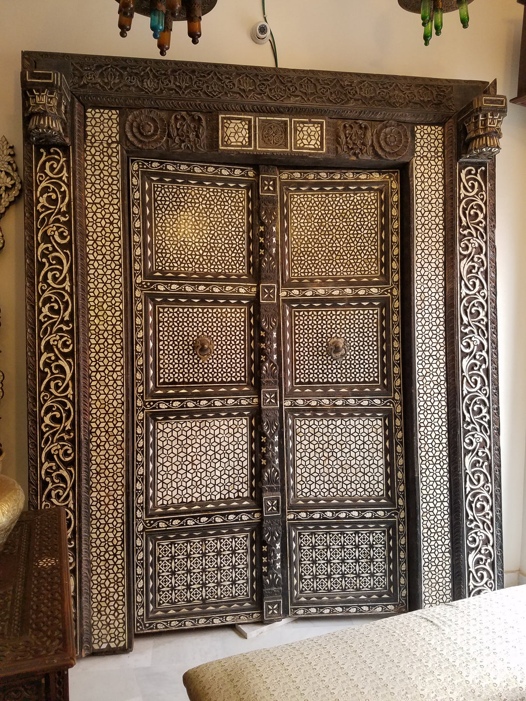 Antique mother of pearl door
