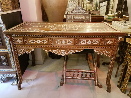 syrian inlay mother of pearl desk console