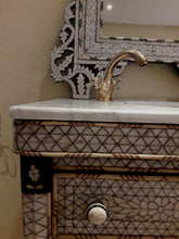 Royal mother of pearl antique vanity sink with mirrors