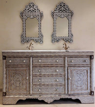 Royal mother of pearl antique vanity sink with mirrors
