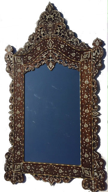 Large walnut mother of pearl inlay mirror